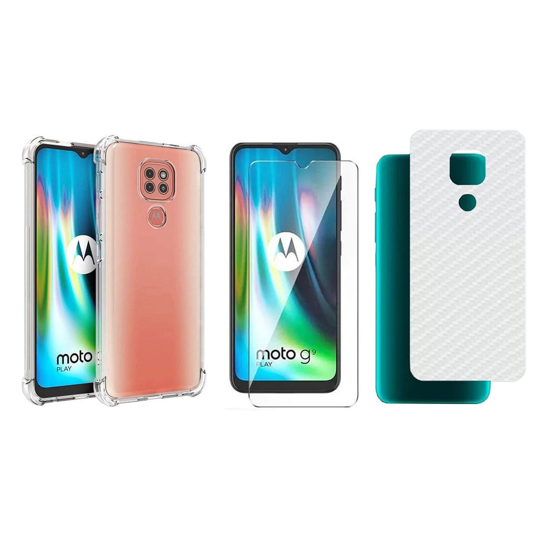 Capinha Antichoque e Pelicula Vidro Frente e Traseira Moto G9 Play - coopera